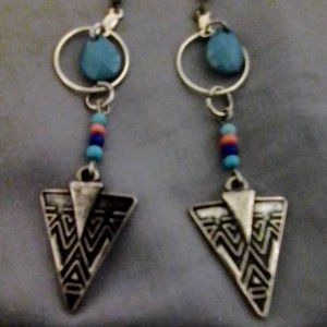 Hoop & Dangle Beaded Arrowhead Earrings